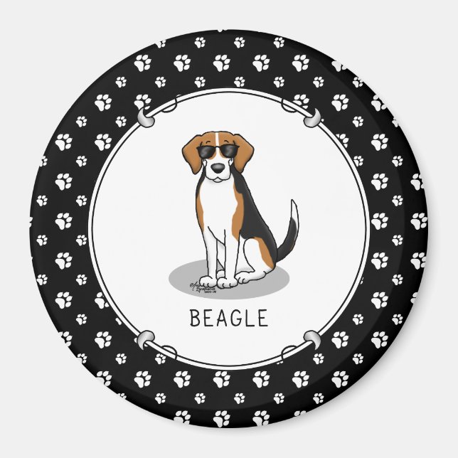 Cool Beagle with Sunglasses (tri color 3) Funny Magnet (Front)
