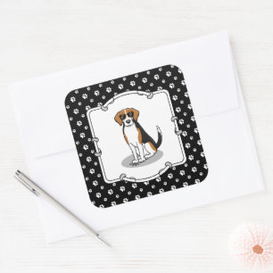 Cool Beagle with Sunglasses (tri color 3) Funny Square Sticker