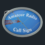 Cool Beam Antenna and Call Sign Belt Buckle<br><div class="desc">A really cool belt buckle for the amateur radio buff. Add your call sign to make it your own. The tri-band beam can certainly reach out and work all the dx you want! The tower is red and white per standard practice as it's near an airport. You can customize it...</div>