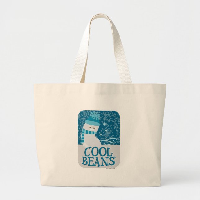 Cool Beans Cartoon Bean Humor Slogan Large Tote Bag (Front)