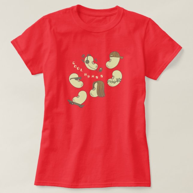 Cool Beans Cute Funny Word Pun Cartoon T-Shirt (Design Front)