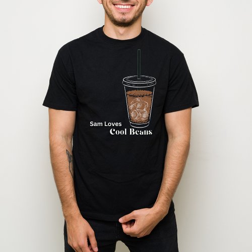 Cool Beans Iced Coffee Lover Sketch Graphic T_Shirt