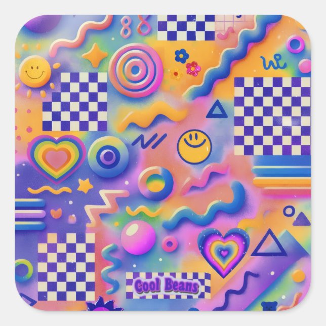 Cool Beans Pastel | Kidcore Square Sticker (Front)