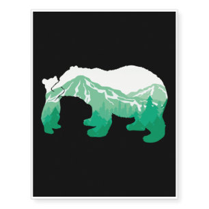 Cool Bear Form Mountain Hiking Lover Outdoor Gift Temporary Tattoos