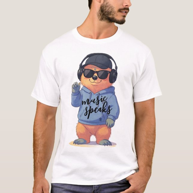 cool bear illustration, T-Shirt (Front)