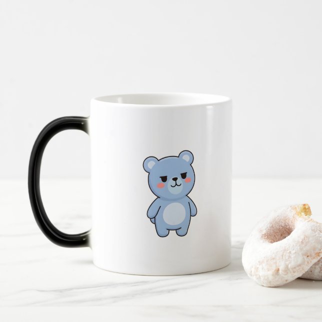 Cool Bear Minimal Kawaii Style Color Morph Mug (With Donut)