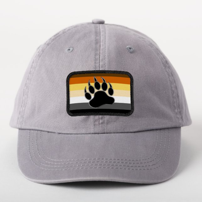 Cool Bear Pride Flag Shield Bear Paw Patch (On Headwear)
