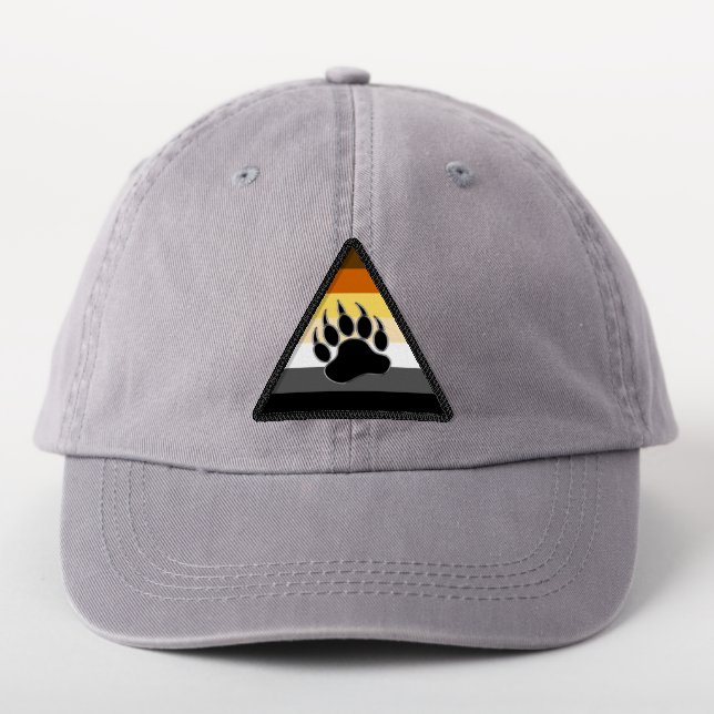 Cool Bear Pride Flag Shield Bear Paw Patch (On Headwear)