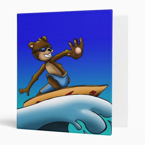 Cool Bear Surfer Waves Binder