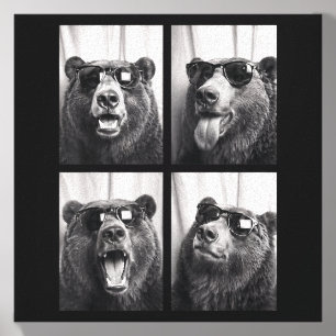 Cool Bear With Sungles Photobooth Funny Gly Bear Canvas Photo Tile