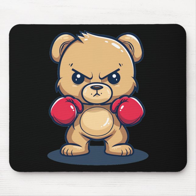 Cool Bear With This Boxing Gloves Costume  Mouse Pad (Front)