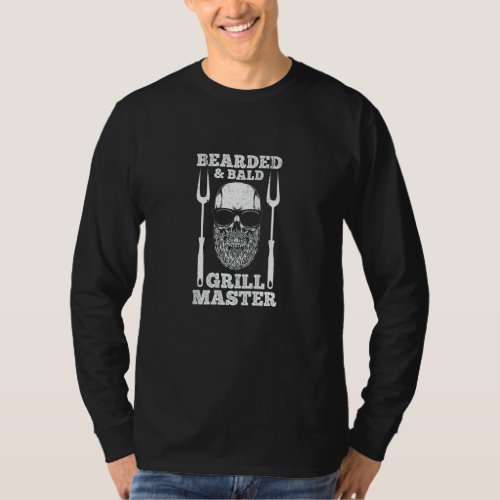 Cool Bearded Bald  Grill Master Skull Barbecue Id T_Shirt