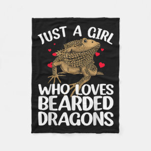 Cool Bearded Dragon Art For Girls Women Bearded Dr Fleece Blanket