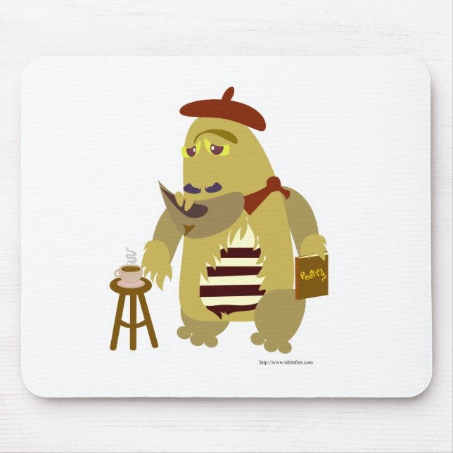 Cool Beatnik Monster Cartoon Character Fun Art Mouse Pad (Front)