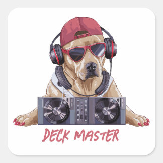Cool Beats Canine DJ Square Sticker