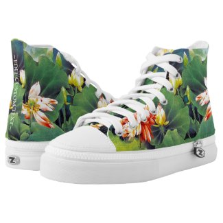 Cool beautiful red lotus flower green leaf classy High-Top sneakers