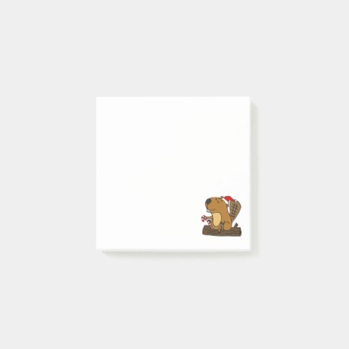 Cool Beaver in Santa hat Christmas Cartoon Post_it Notes