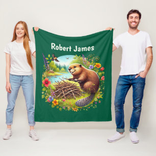 Cool Beaver lovers add name Fleece Blanket