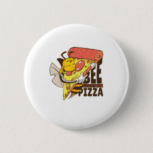 Cool Bee Loves Pizza Puns Button