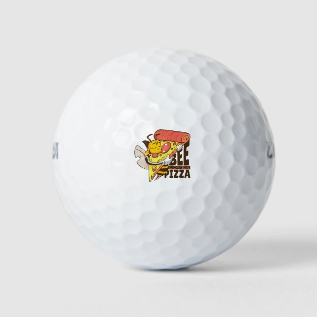 Cool Bee Loves Pizza Puns Golf Balls (Front)