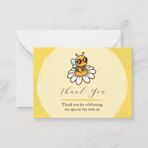 Cool Bee on a Daisy Thank You Note Card