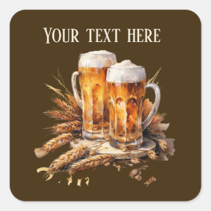 Cool beer add text square sticker