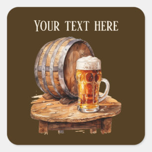 Cool beer add text square sticker