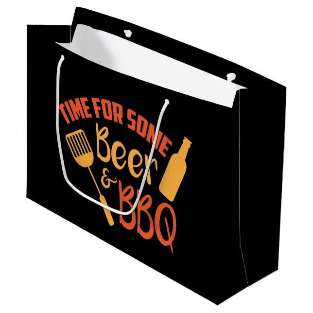 cool beer bbq word art large gift bag (Front Angled)