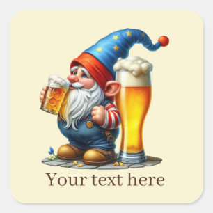 cool beer gnome add text square sticker