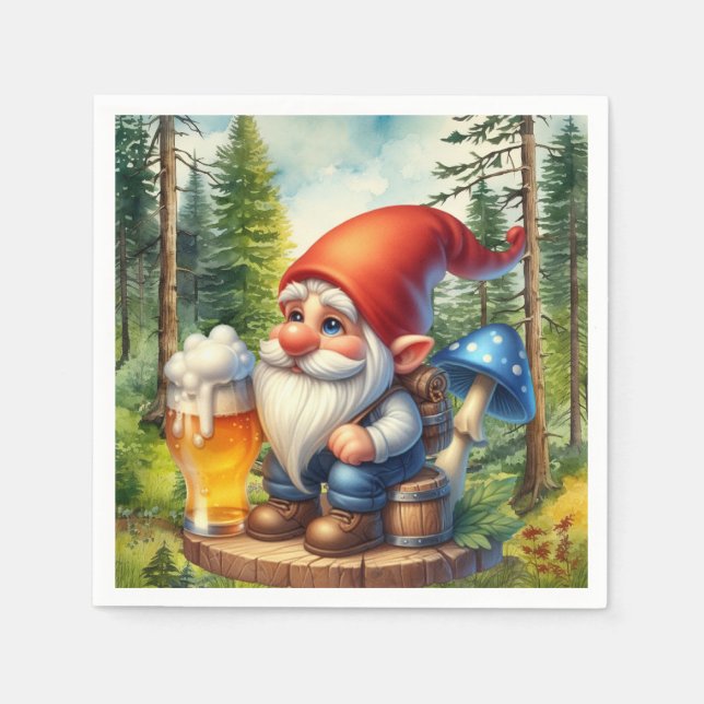 Cool beer gnome  party napkins (Front)
