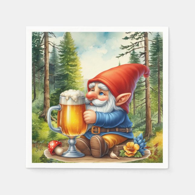 Cool beer gnome party  napkins (Front)