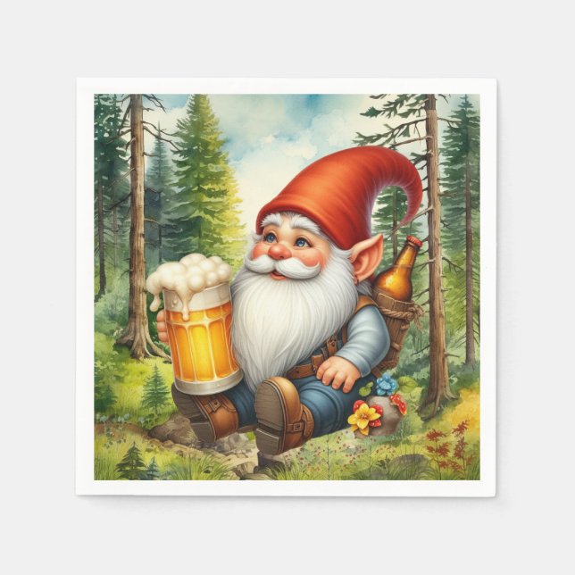 Cool beer gnome party  napkins (Front)