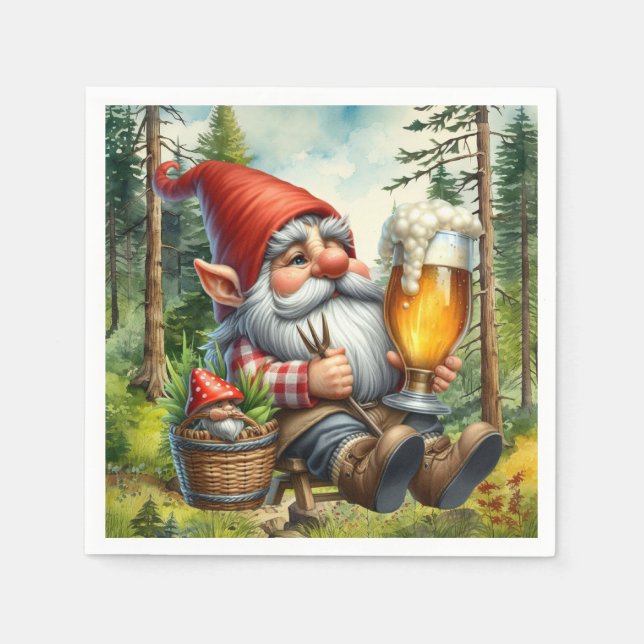 Cool beer gnome party  napkins (Front)