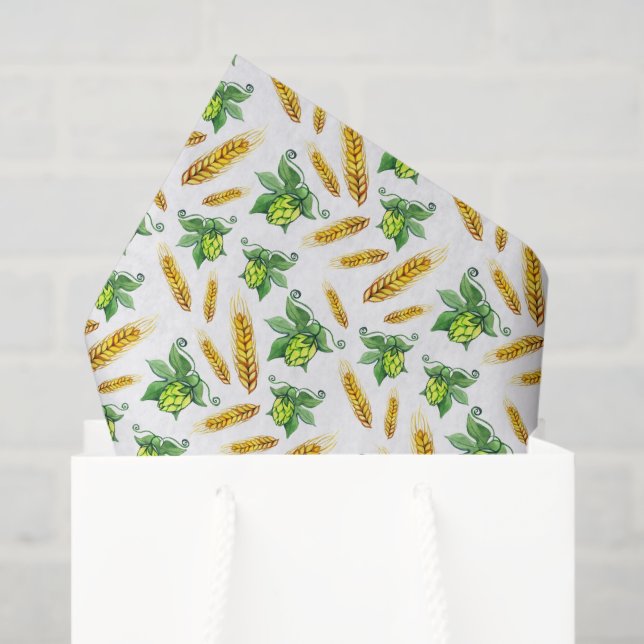 cool beer hops tiled party pattern  tissue paper (Gift Bag)