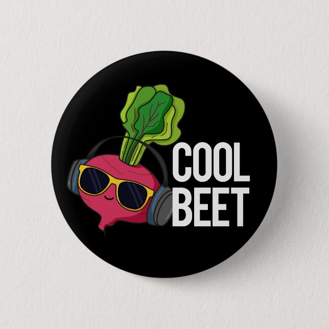 Cool Beet Funny Veggie Pun Dark BG Button (Front)