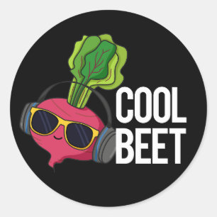 Cool Beet Funny Veggie Pun Dark BG Classic Round Sticker