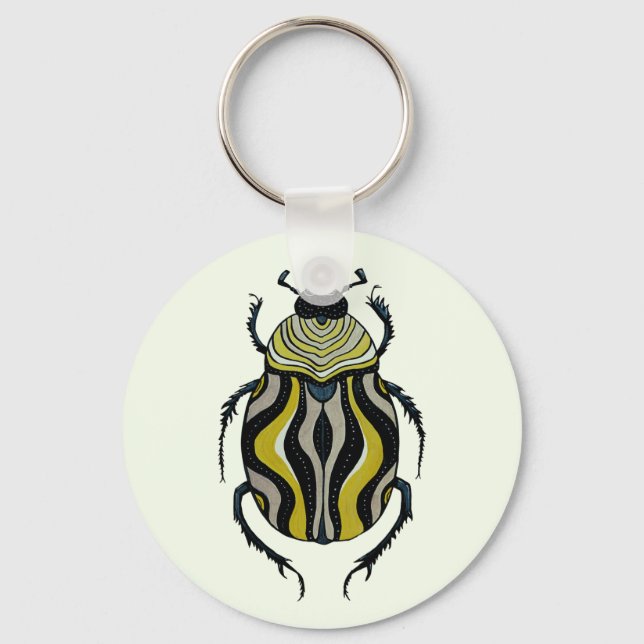 Cool Beetle Entomology Insect Art Keychain (Front)