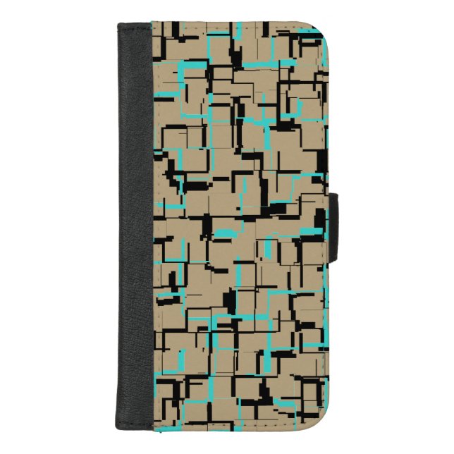 COOL Beige Black Turquoise iPhone Wallet Case (Front)