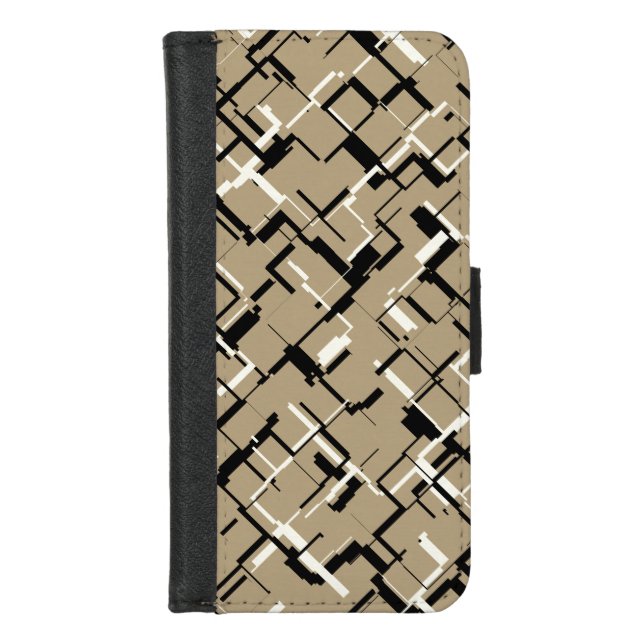 COOL Beige Black White Pattern iPhone Wallet Case (Front)