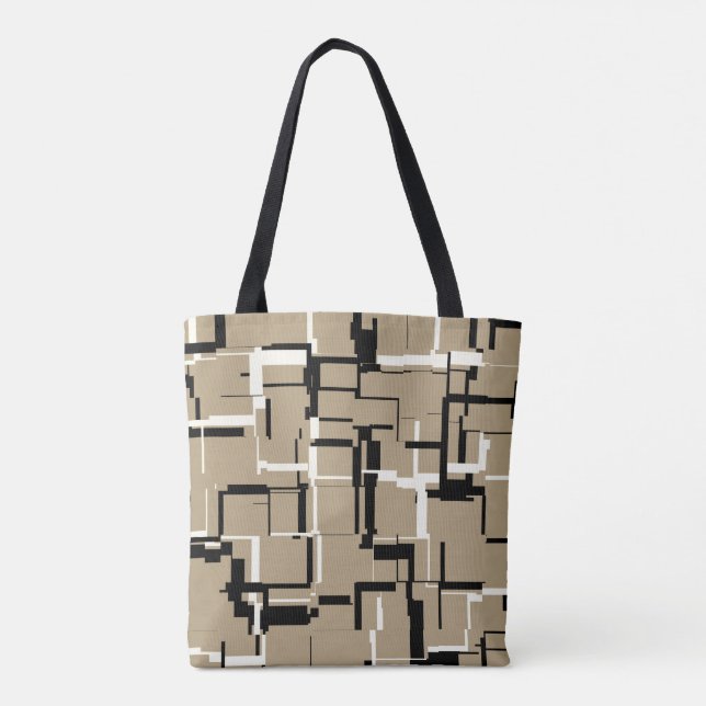 COOL Beige Black White Pattern Tote Bag (Back)