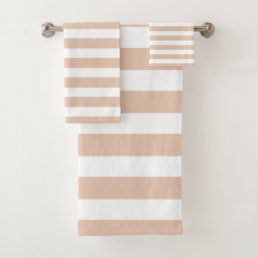 Cool Beige &amp; White Striped Bath Towels