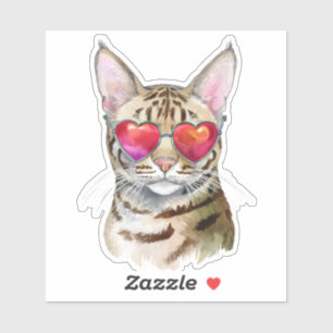 Cool Bengal Cat in Heart Shades Sticker