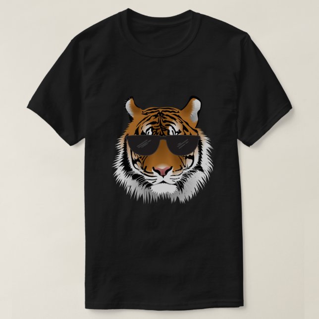 Cool Bengal Tiger With Sunglasses Bengal Tiger Hea T-Shirt (Design Front)