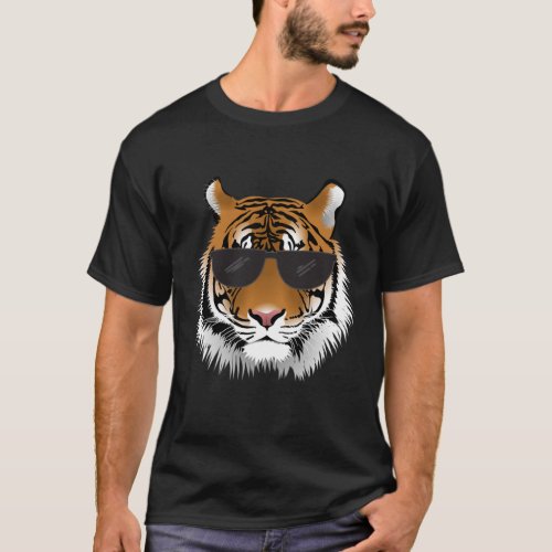 Cool Bengal Tiger With Sunglasses Bengal Tiger Hea T_Shirt