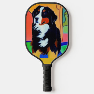 Cool Bernese Mountain Dog Abstract Pickleball Paddle