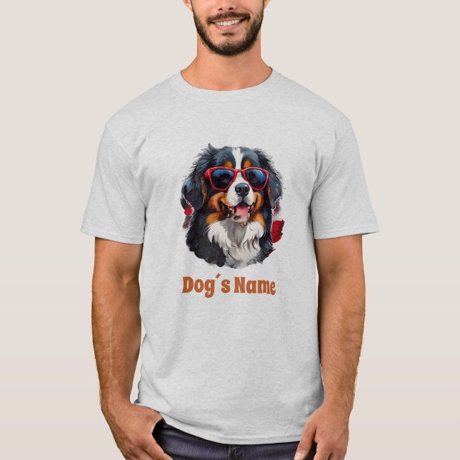 Cool Bernese Mountain Dog with Sunglasses T-Shirt (Front)