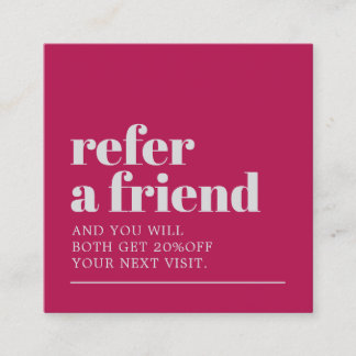 Cool Berry Pink Silver Grey Bold Beauty Salon Referral Card