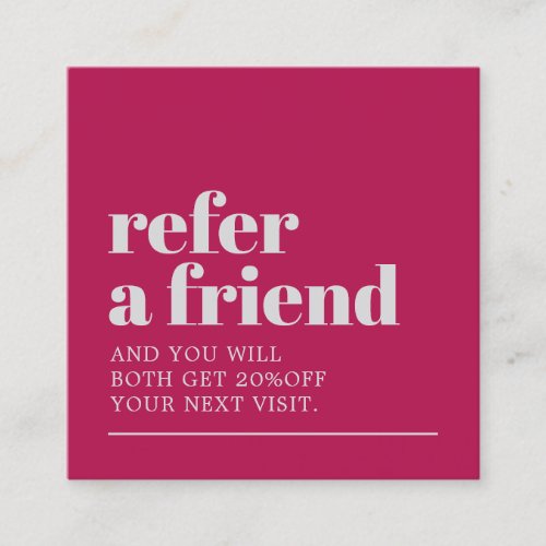 Cool Berry Pink Silver Grey Bold Beauty Salon Referral Card