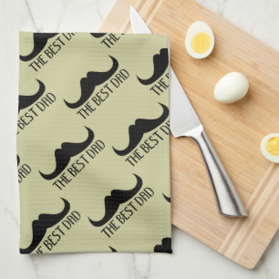 Cool best Dad Black Moustache Father Day pattern Kitchen Towel