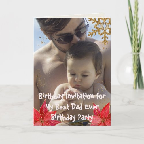 Cool Best Dad Ever Christmas Birthday Party Photo Invitation